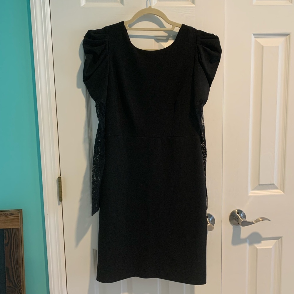 Betsey Johnson Black Lace Sleeve Dress